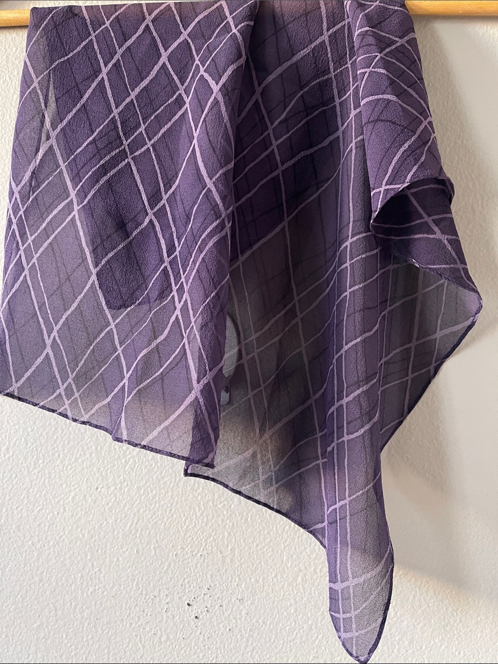 Elegant Purple Geometric Silk chiffon vintage small Scarf